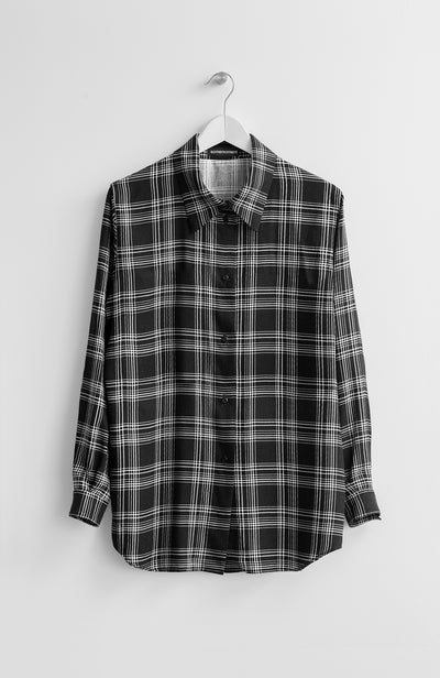 BLACK CHECKED VISCOSE BLOUSE