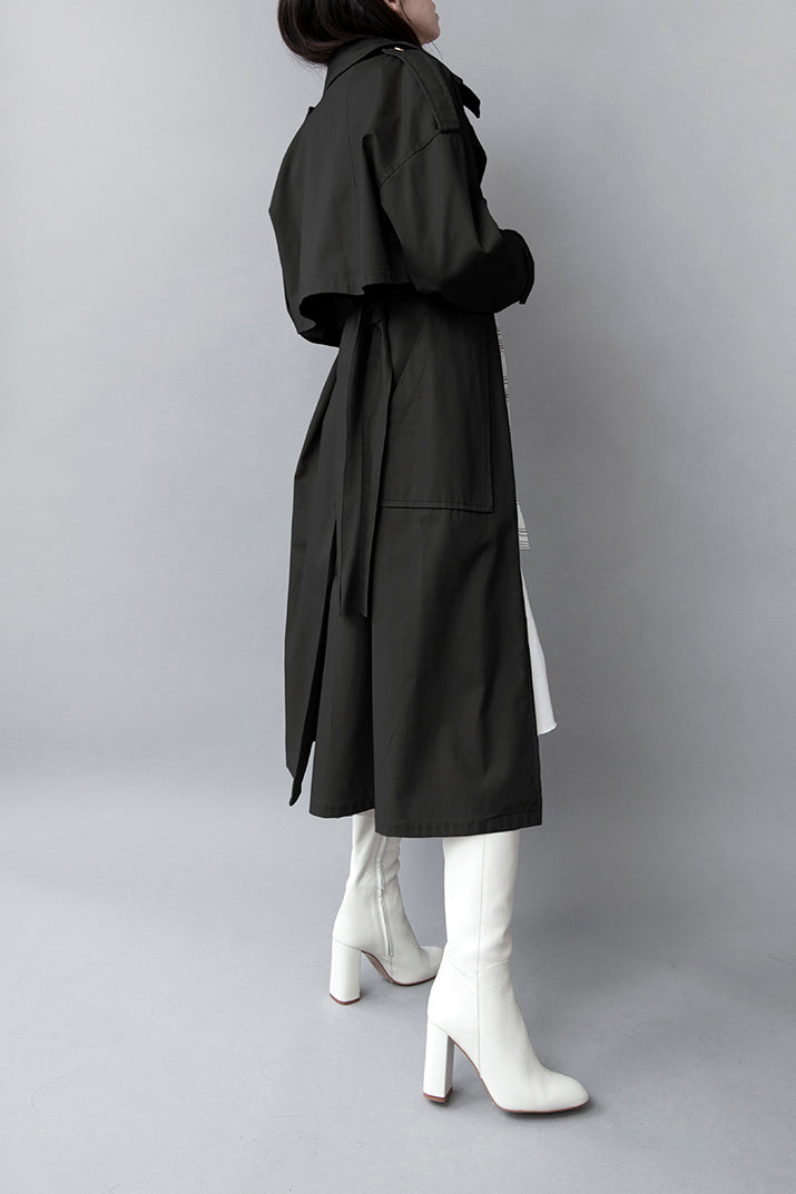TWO-PIECE BLACK TRENCH COAT – SomeMoment