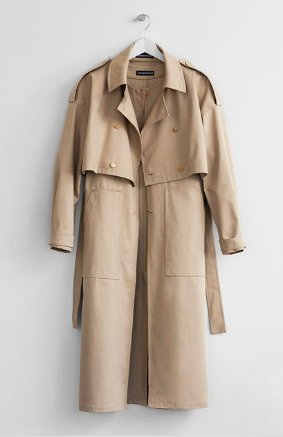 TWO-PIECE NUDE TRENCH COAT – SomeMoment