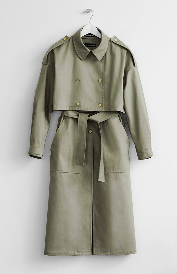 [LOW CLASSIC] / ☆ 25SS DOUBLE TRENCH COAT / KHAKI LOW CLASSIC|^|Layered Trench Coat Khaki | Garmentory